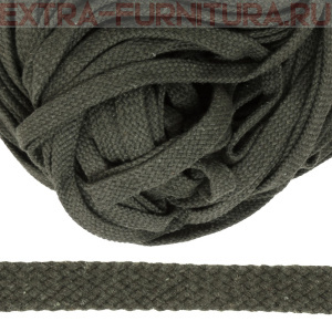 Шнур плоский х/б 12мм, цв.хаки темный 131, уп.50м, пл. 9,88 гр/м