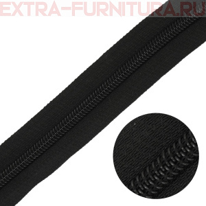  Молния рулонная спираль тип Т5, цв. черный, пл.13 гр/м