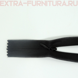 Молния потайная № 3, 50 см, цв.  322 черный п/э пл.9,3 гр/м