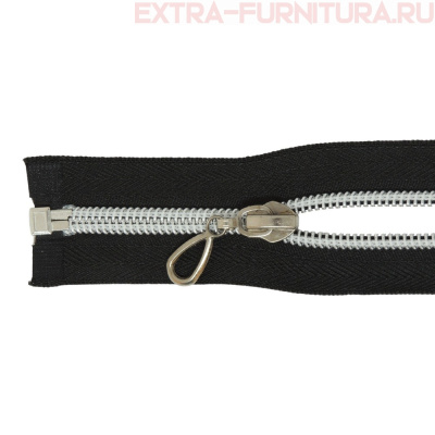 Молния спираль декор Т7 45см цв.черный/серебро