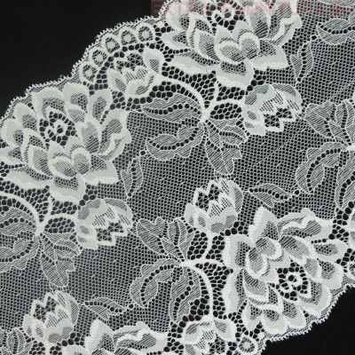 Кружево-стрейч TBY-L838 шир.180мм, цв.01 белый (уп.25м)
