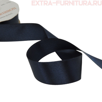 Лента атласная 24 мм цв 163 темно-синий рул. 27,42м