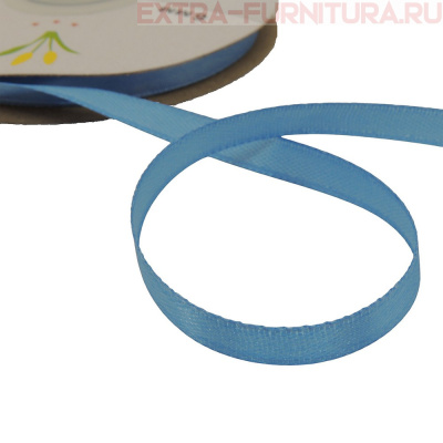 Лента атласная  6 мм  цв.149 голубой рул. 27,42м